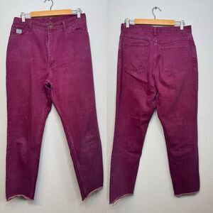 Vintage 80s Wrangler for Women High Rise Tapered Leg Denim Jeans 14 x 32 Purple